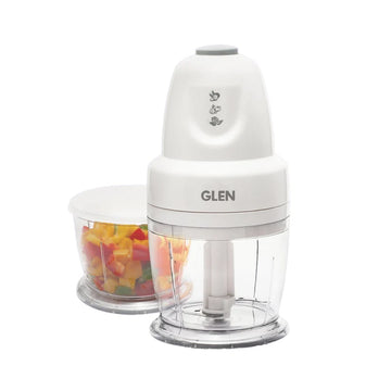 Glen Electric Vegetable Chopper, 250W with 400 ml Bowl, SS Blades & Whisking Disc - White (4043 Plus)