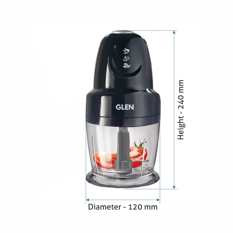 Glen Electric Vegetable Chopper 250W, 400 ml Bowl with Whisking Disc, SS Blades (4043 Plus)