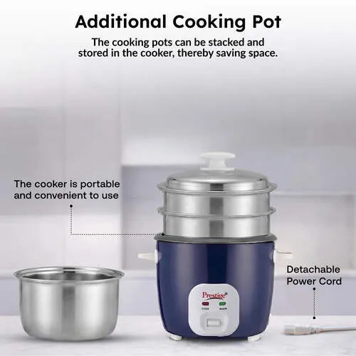 Prestige Electric Rice Cooker with Stainless Steel Pan & Lid