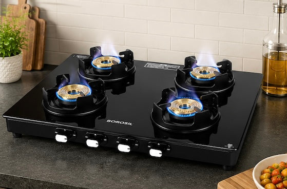 Borosil Flame Star 4 Burner Glass Top Gas Stove