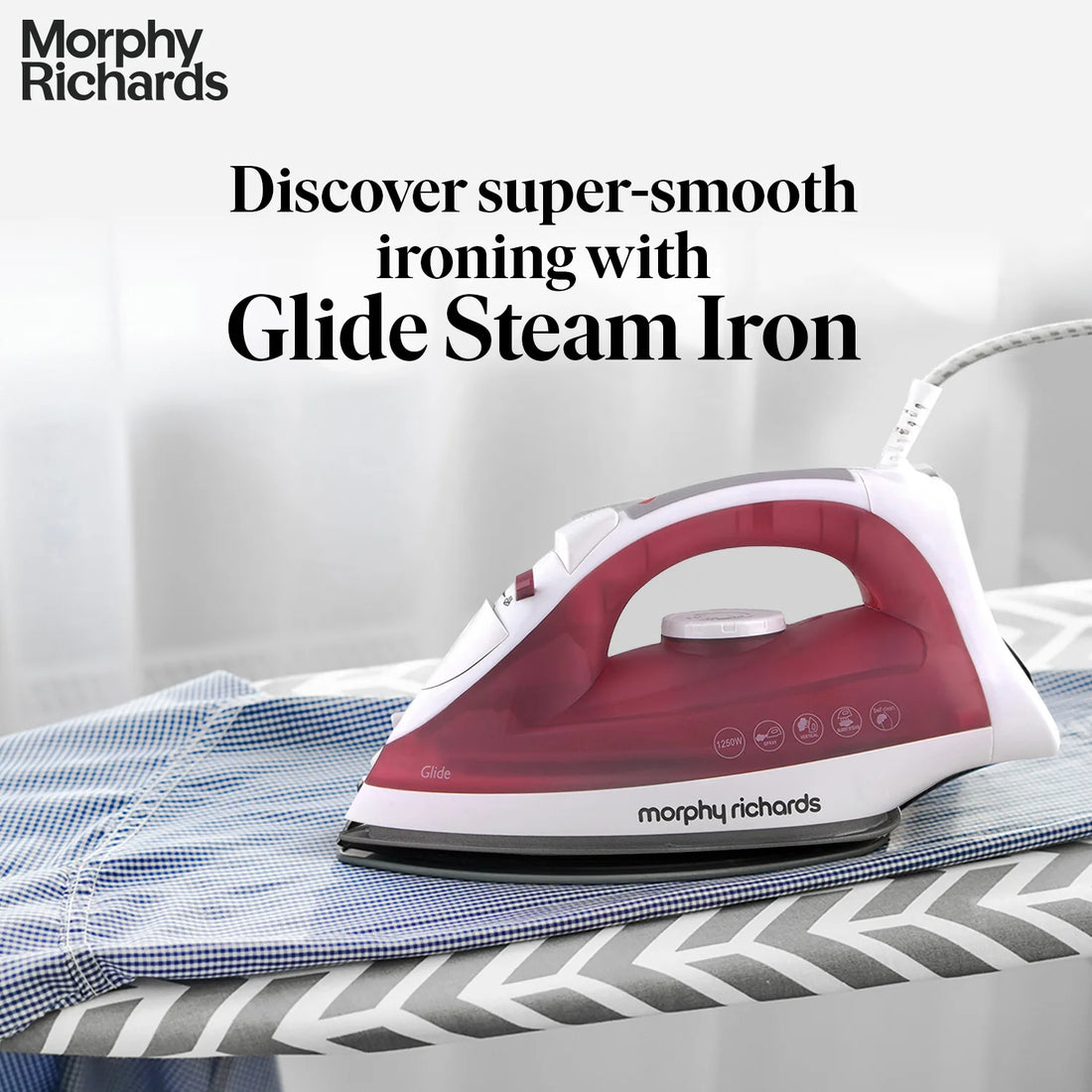 Glide Steam Iron 1250W with 300ml Water Tank & Self-Cleaning Function
