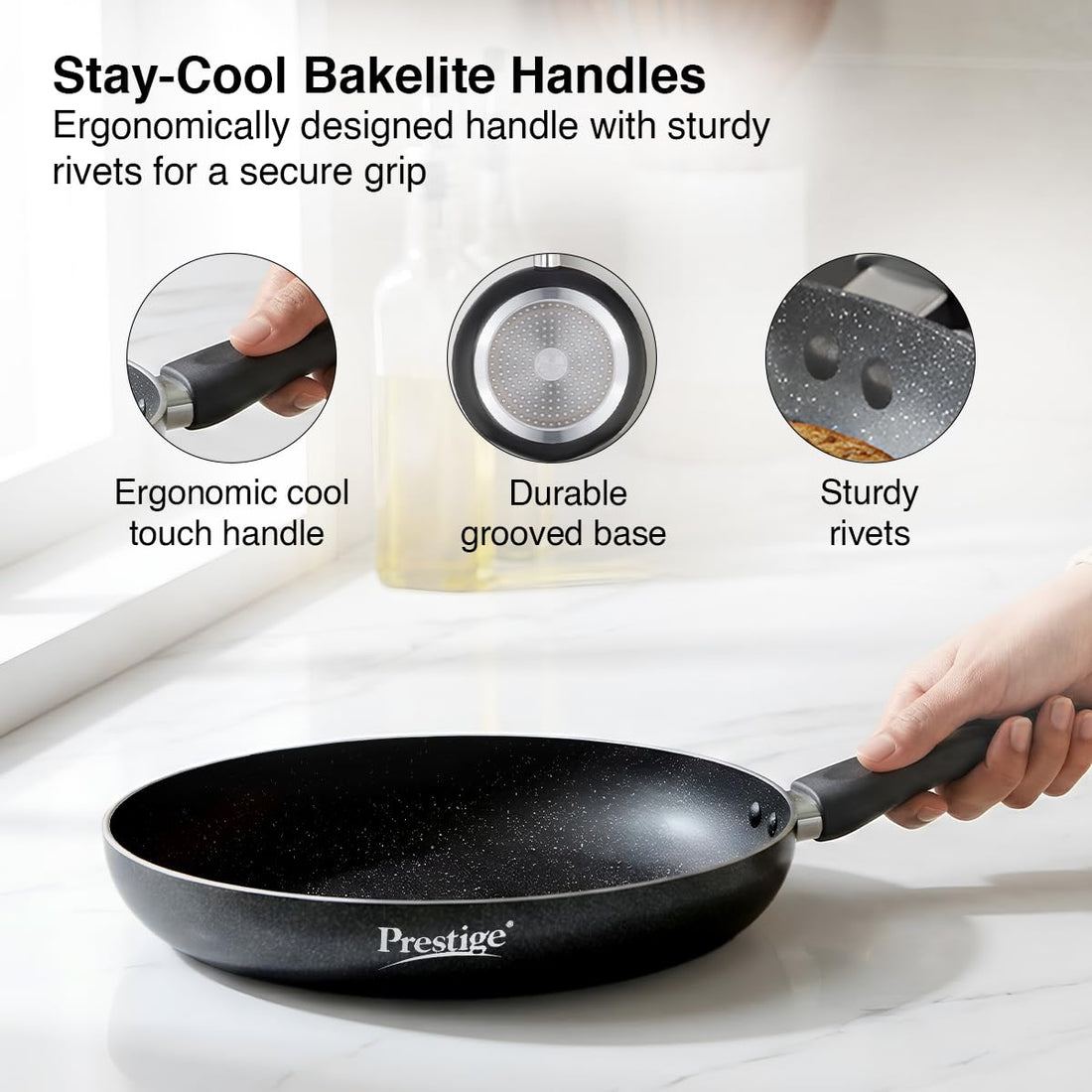 Prestige Omega Deluxe Granite Non-Stick Fry Pan 24 cm | 5-Layer Coating