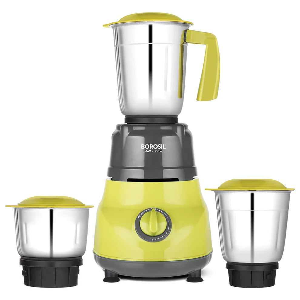 Borosil Max 600W Mixer Grinder with 3 SS Jars
