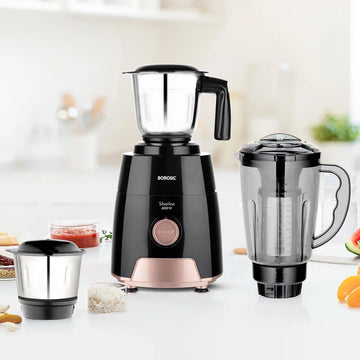 Borosil Silverline RG 600W Mixer Grinder with 2 SS Jars & Fruit Filter