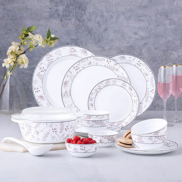 Larah by Borosil Grandeur Opalware Dinner Set – 29, 37, 49 & 51 Pieces | Serves 6–8