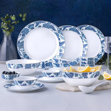 Larah by Borosil New Iris Opalware Dinner Set – 29, 37, 49 & 51 Pieces | Serves 6–8