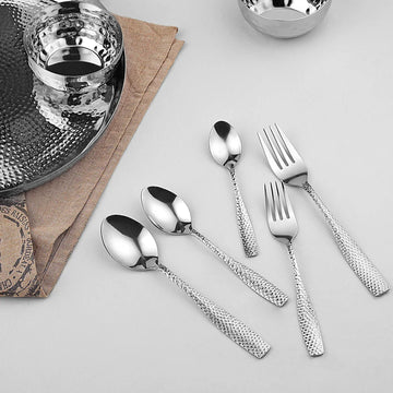 Chakmak Stainless Steel Florida Hammered Spoons | 6 Piece Cutlery Set