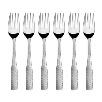 Chakmak Stainless Steel Florida Hammered Forks | 6 Piece Cutlery Set