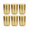 Chakmak Gold Finish Stainless Steel Hammered Glass Set of 6 with Serving Tray
