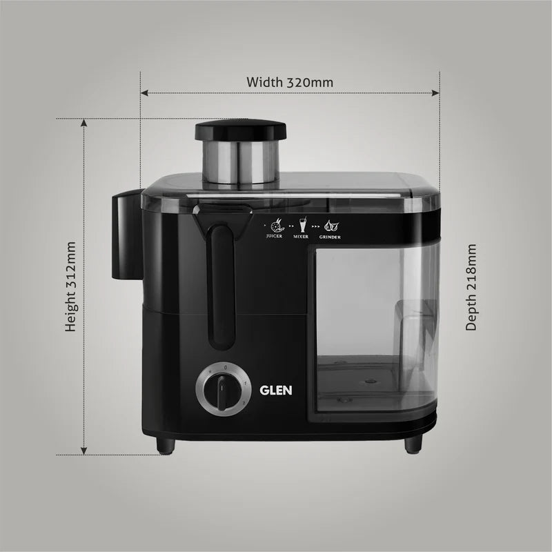 Glen Juicer 4014JU, 600W with Stainless Steel Filter, 2 Speed Settings & Pulse Function - Black