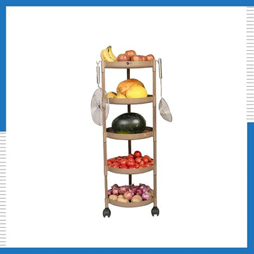 TNT Hexa Rotate Storage Rack | 5 Layer Multi-Purpose Plastic Shelf for Kitchen & Bathroom
