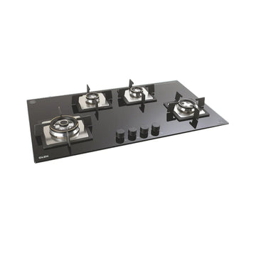 Glen BH1094XLSQDBTR 4 Burner Built-in Glass Hob with Triple Ring & Double Ring Forged Brass Burners, Auto Ignition – 90 cm