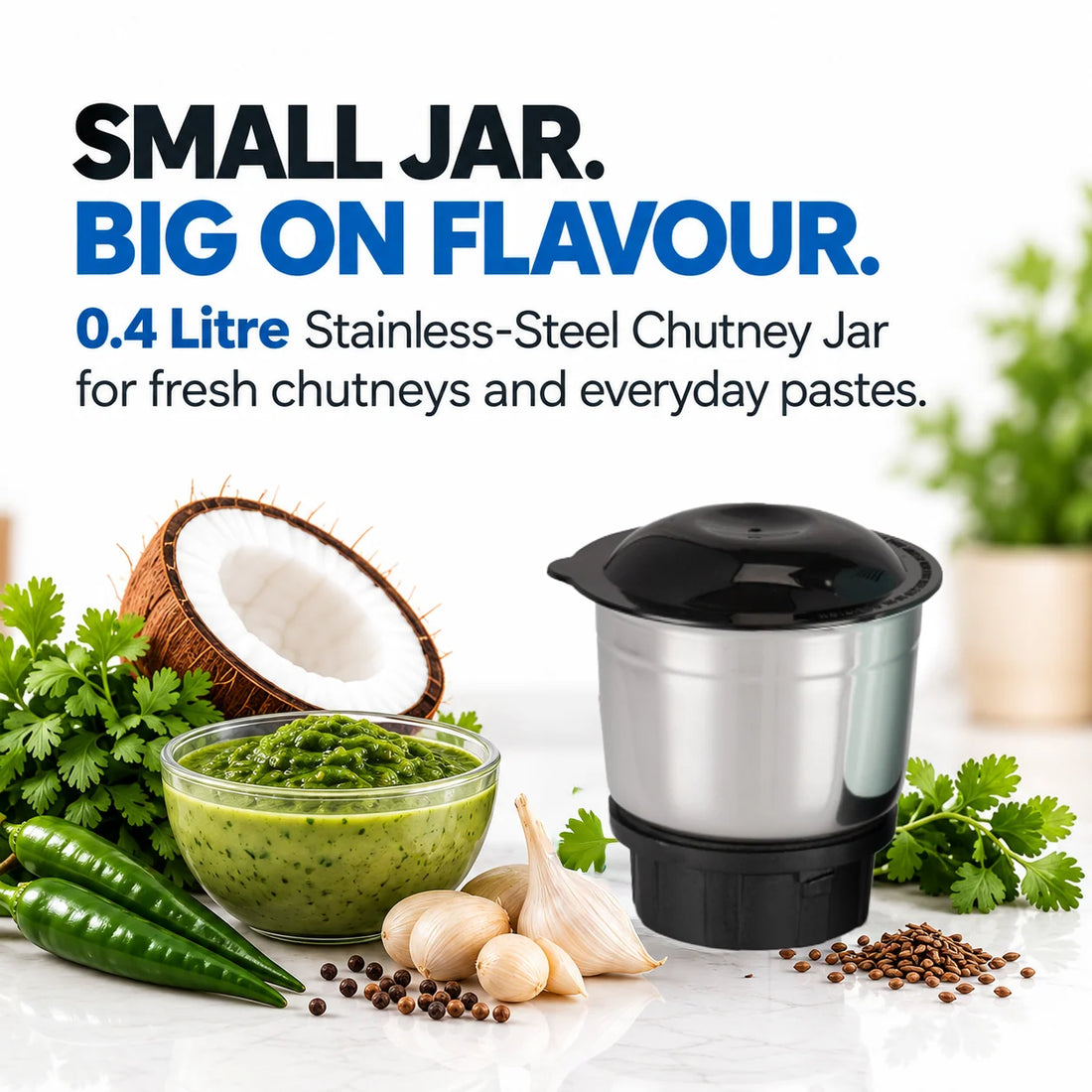 Glen Mixer Grinder 650W with 3 Stainless Steel Jars, 3-Speed Control - SA4024JAR3