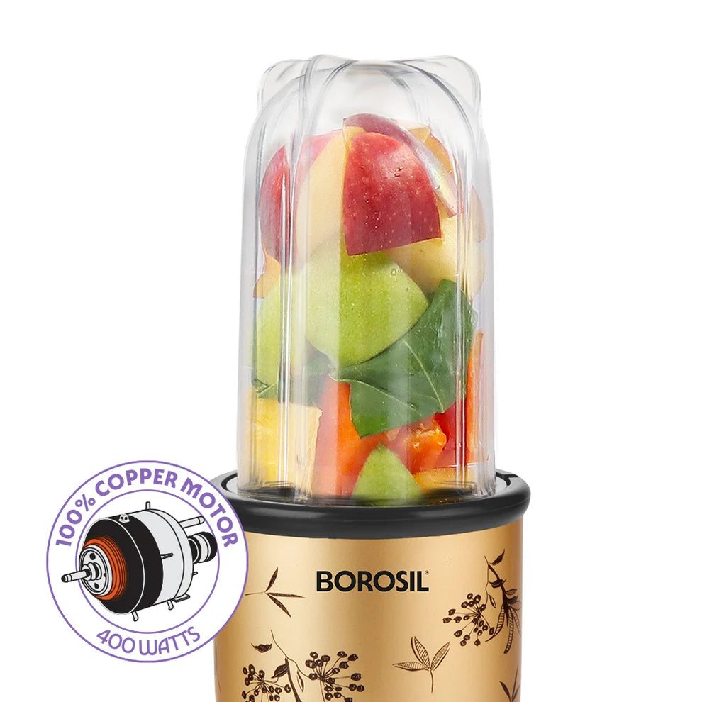 Borosil Nutrifresh PB43 Mixer & Grinder with Stainless Steel Blades - Gold