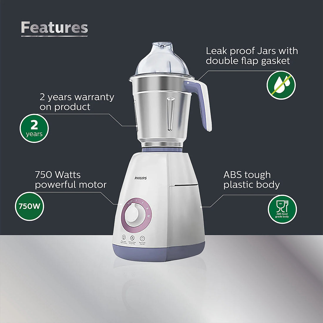 Philips HL7701/01 Mixer Grinder with 4 Jars | 750W Powerful Grinding