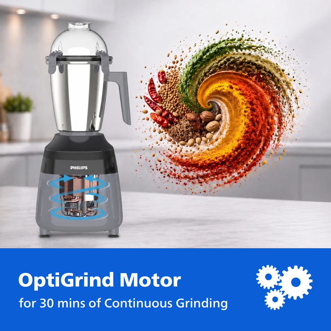 Philips 750W Mixer Grinder with 3 Stainless Steel Jars - HR7000/00