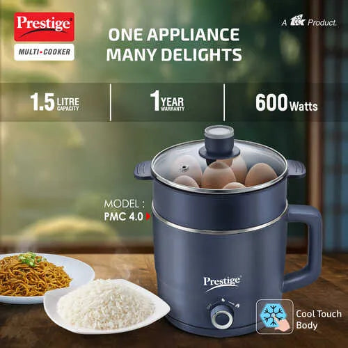 Prestige Multi Cooker with Steamer and Egg Rack 1.5 L