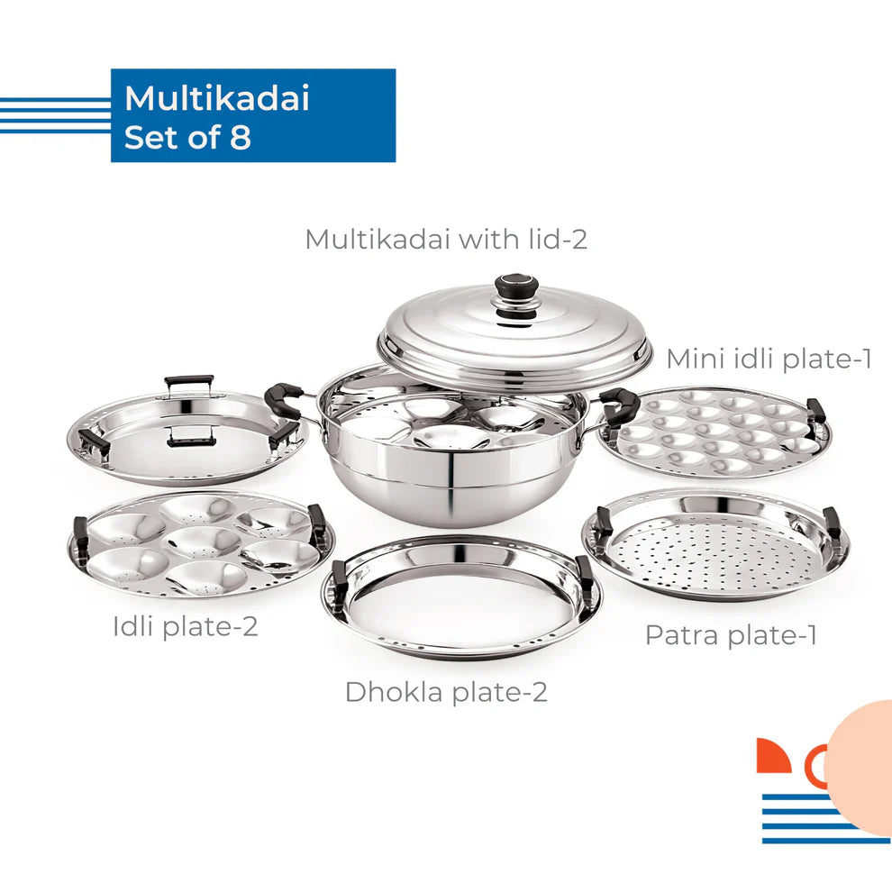 Neelam Stainless Steel Multi Kadai with Induction Base