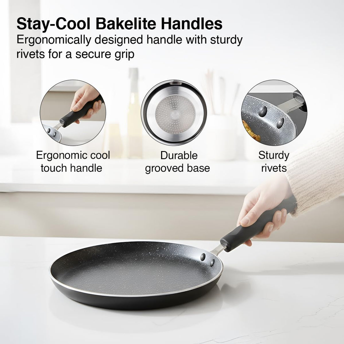 Prestige Omega Deluxe Granite Non-Stick Dosa Tawa 25 cm | Induction Compatible