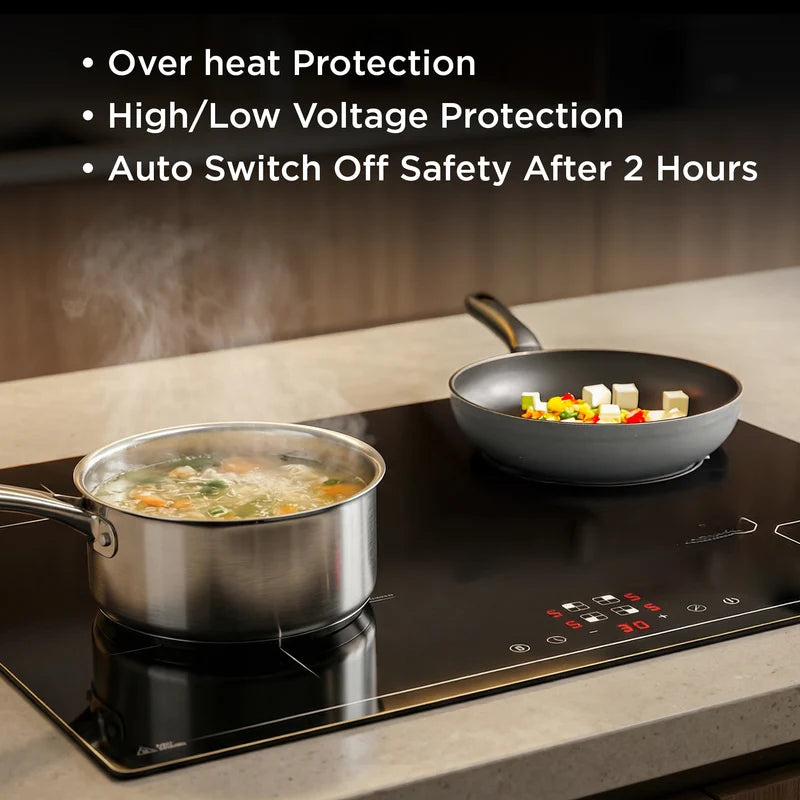 Glen BH1014IC4Z 4 Zone Built-in Induction Hob – 9 Power Levels, Touch Control, 99-Minute Timer, Boost Function, Pan Sensor & Child Lock