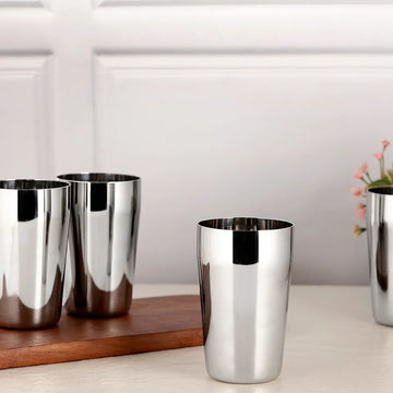 Chakmak Ice Plain Drinking Glass | Stainless Steel - Set of 6