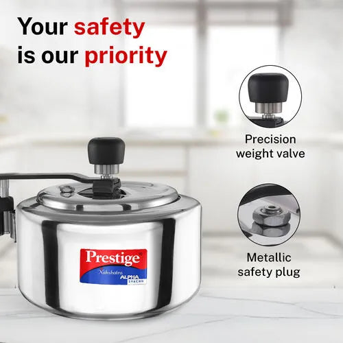 Prestige Nakshatra Alpha Svachh Stainless Steel Pressure Cooker | Induction Compatible