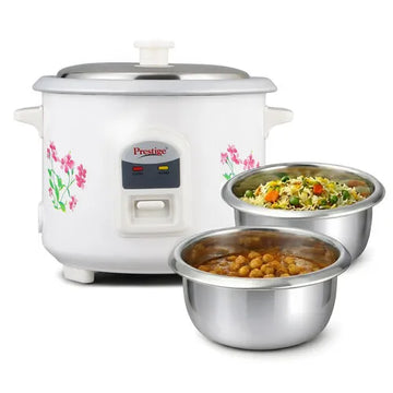 Prestige Delight PRWO Electric Rice Cooker with Steel Lid & 2 Aluminium Pans