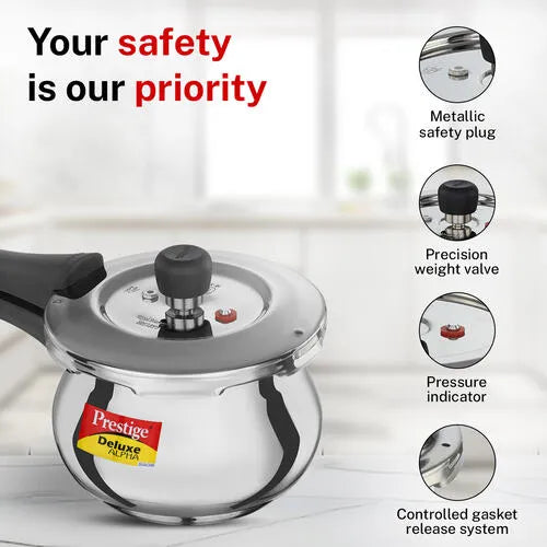 Prestige Deluxe Alpha Svachh Stainless Steel Handi Pressure Cooker | Induction Compatible