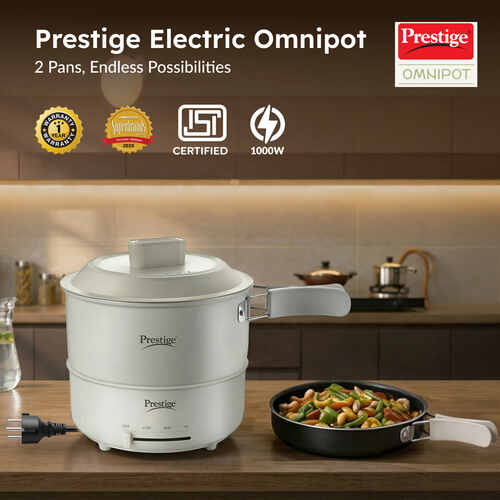 Prestige Electric Omnipot 1.3 L Electric Cooking Pot & Fry Pan with Lid