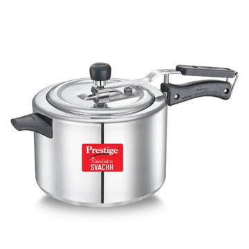 Prestige Nakshatra Plus Svachh Pressure Cooker | Silver, Induction Compatible | Spillage Control