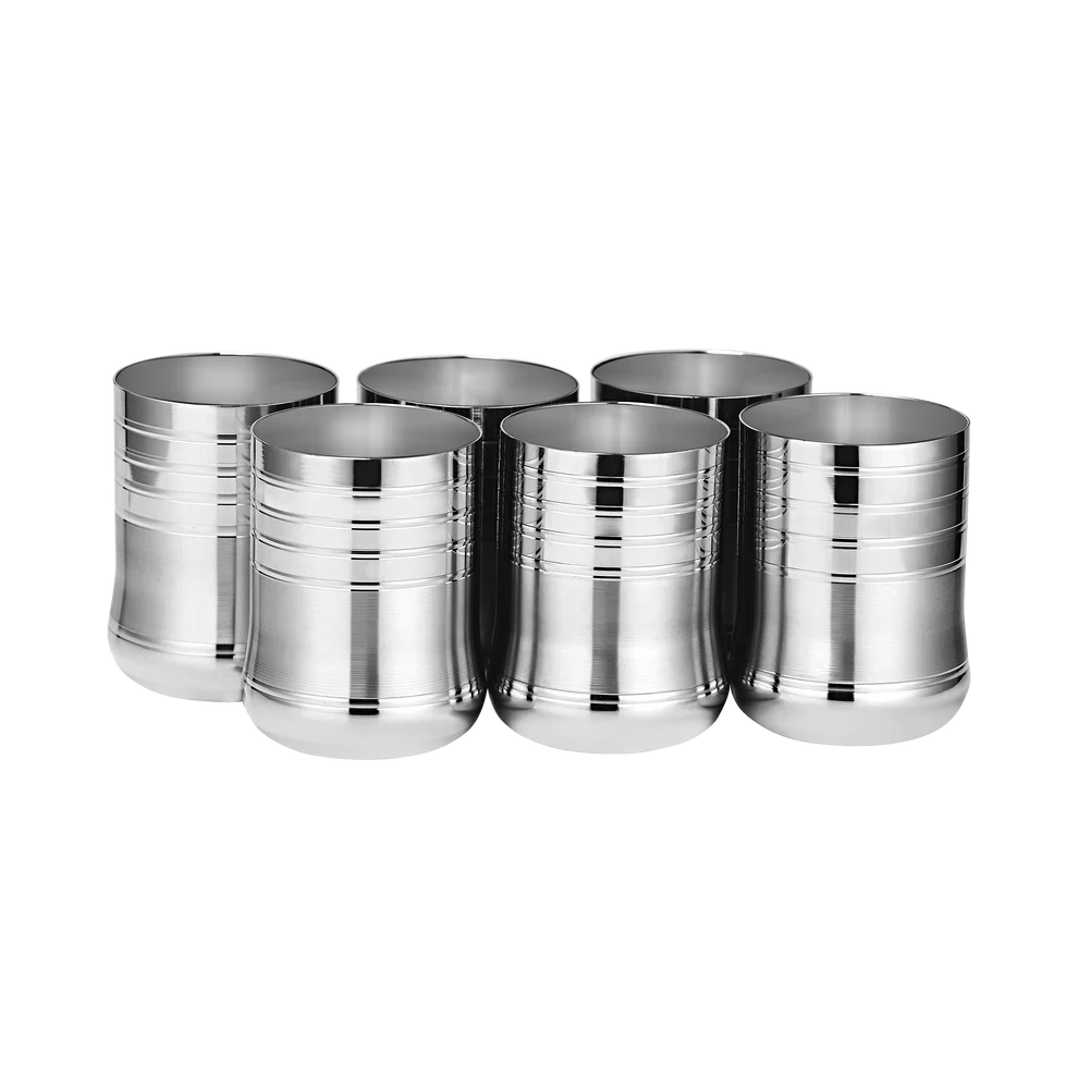 Chakmak Stainless Steel Swift Ringer Glass Matt - Set of 6
