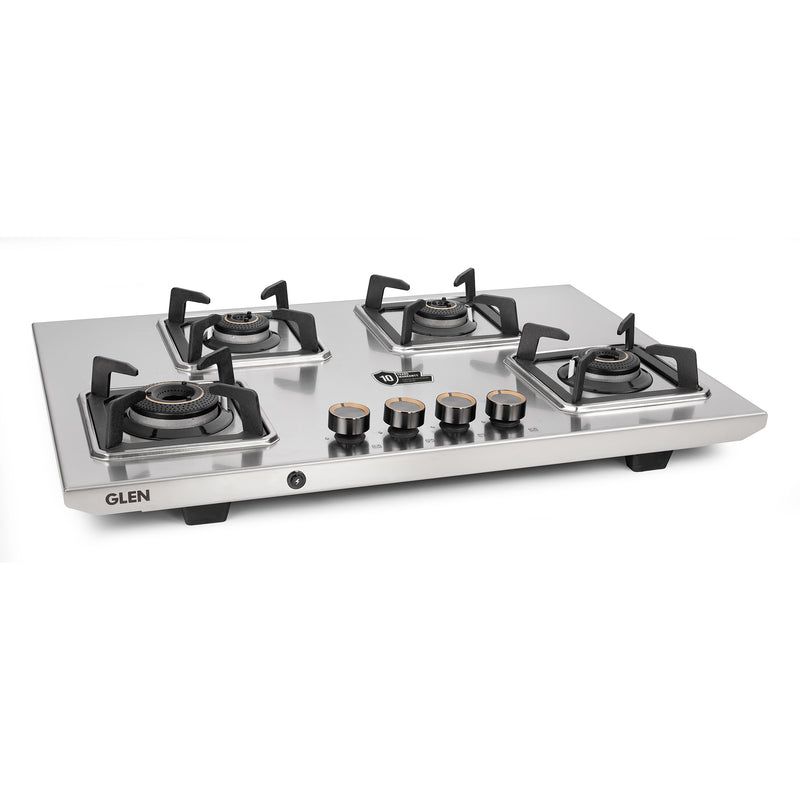 Glen CT1054UTTNDTSS 4 Burner Ultra Tuff Stainless Steel Gas Stove with High-Efficiency Forged Brass Burners, Top Knobs & Manual/Auto Ignition