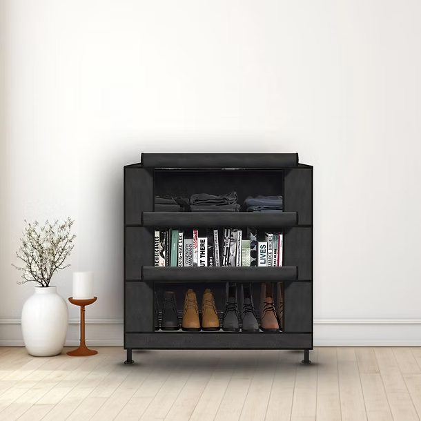 TNT Shoe Rack Organizer | Multi-Tier Shoe Storage Rack | 3 to 6 Shelf (Black)
