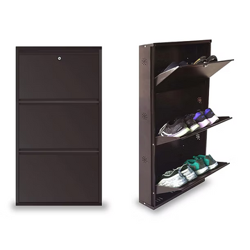 TNT Metal Shoe Rack Cabinet with Lock |  21 Inch Wide Wall Mounted Rack