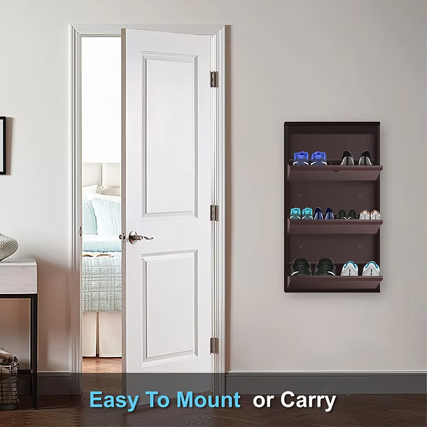 TNT Metal Shoe Rack Cabinet with Lock |  21 Inch Wide Wall Mounted Rack