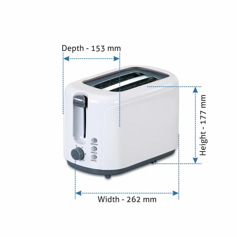 Glen Electric 2-Slice Auto Pop-Up Toaster 750W with 6-Level Browning Control, Removable Crumb Tray (3019)