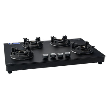 Glen CT1045USMG 4 Burner Ultra Slim Matt Glass LPG Gas Stove – 8mm Toughened Glass, 1 High Flame & 3 Forged Brass Burners, Manual/Auto Ignition