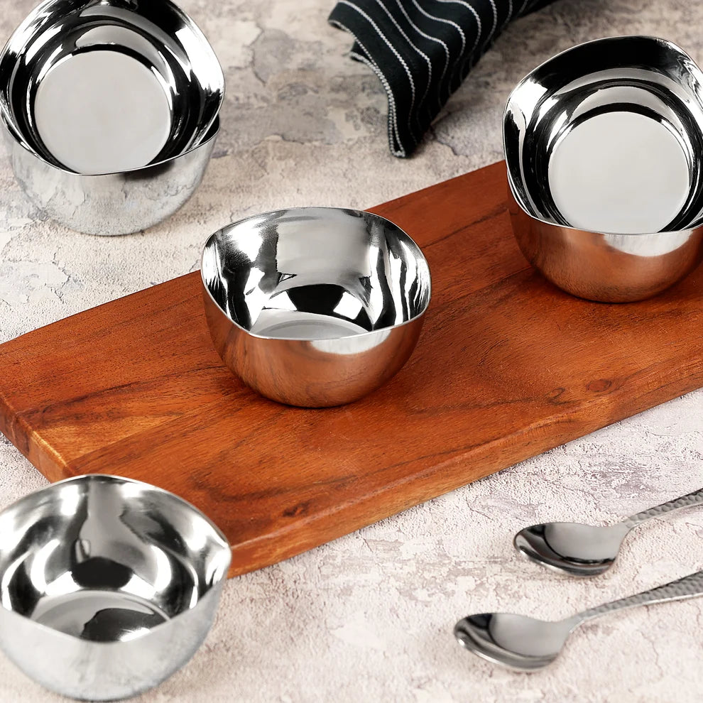 Chakmak Premium Stainless Steel Square Bowl - 6 Piece Set