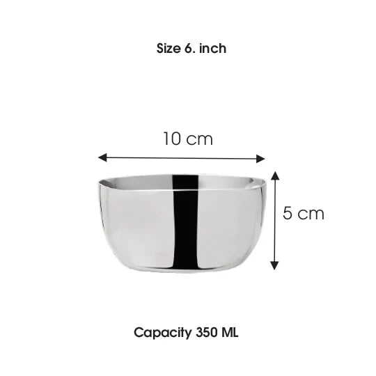 Chakmak Premium Stainless Steel Square Bowl - 6 Piece Set