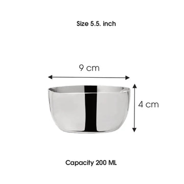 Chakmak Premium Stainless Steel Square Bowl - 6 Piece Set