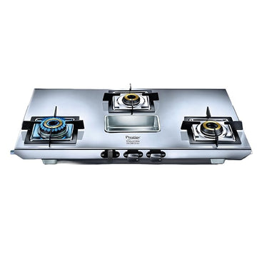 Prestige Stellora L.P. Gas Stove with Stainless Steel Body & 3 Brass Burners