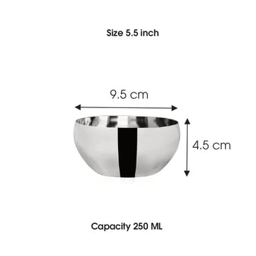 Chakmak Cobra Stainless Steel Heavy Gauge Bowl - Set of 6