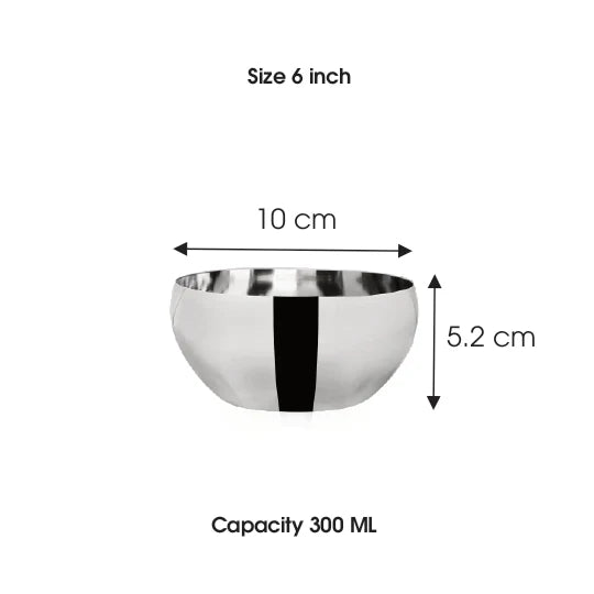 Chakmak Cobra Stainless Steel Heavy Gauge Bowl - Set of 6