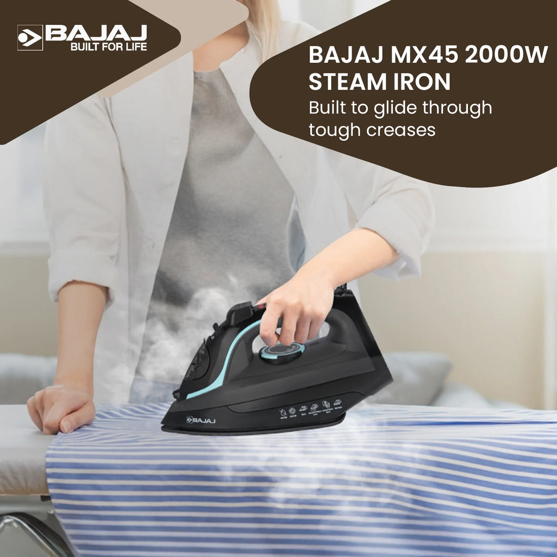 Bajaj MX 45 Steam Iron 2000W with 220ml Water Tank & Powerful Steam Burst