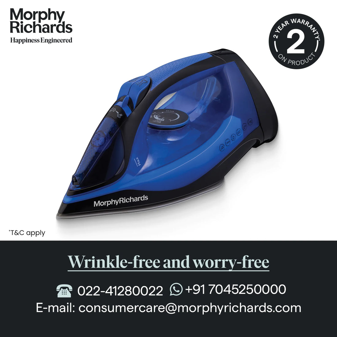 Cordless Steam Iron 2200W with Ceramic Soleplate & Vertical Steam