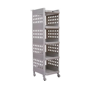 TNT The Next Trend Fizzy Multi Purpose Plastic Storage Organizer Racks with Wheels, Grey