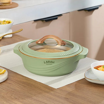 Larah by Borosil Glaze Thermoware Casserole – Green, 1.2 L