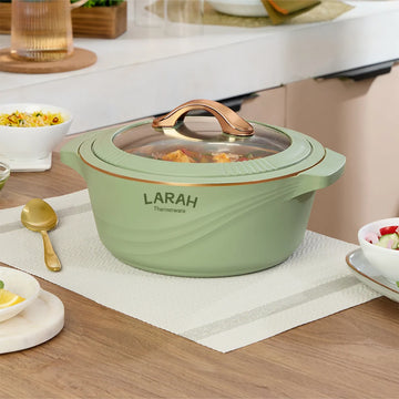 Larah by Borosil Glaze Thermoware Casserole – Green, 2.5 L