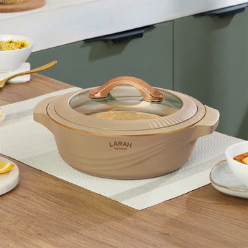 Larah by Borosil Glaze Thermoware Casserole – Brown, 1.2 L