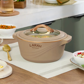 Larah by Borosil Glaze Thermoware Casserole – Brown, 2 L